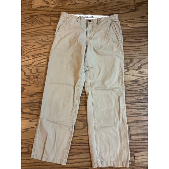Eddie Bauer Khaki Classic Fit Flat Front Straight Chino Pants Mens 35x34 Career - Picture 1 of 7